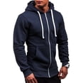 thumbnail image 5 of adviicd Mens Autumn And Winter Zipper Neck Solid Sweater Long Sleeve Fashion Top Sweatshirt Coat (Navy,2XL), 5 of 5