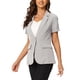 thumbnail image 4 of Blazer de mujer INSPIRE CHIC con solapa de muesca, un botón, manga corta, chaqueta de traje gris XS, 4 of 6