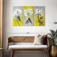 thumbnail image 3 of Elephant Stock Floral Triptych Wall Art - Horizontal Multi Panel Canvas - Lobby Wall Decor - Floral And Botanical Multi Panel - White And Gray Decor - 45" x 28", 3 of 8
