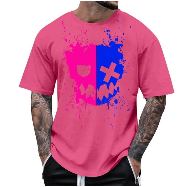 T-Shirts à Col Rond pour Hommes Séchage Rapide Imprimé Polyester, Coupe 3D Col Rond Haut Athlétique pour Gym, Course, Cyclisme & Décontracté