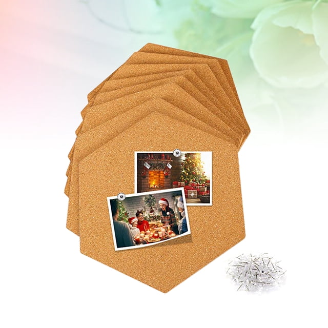 OULII 8Set Cork Notice Board for Wall Hexagonal Boards Modern Decor for Home Use