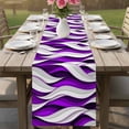 thumbnail image 4 of Purple White Moire Table Runner - 90 Inch Long Modern Abstract Art Cotton and Linen Blended Dress Scarves Farmhouse Table Runner for Kitchen Dining, Coffee Table, 13" x 90", 4 of 8
