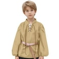 thumbnail image 3 of Zhuashum 5-6 Years T Shirt For Boy Summer Crew Neck Long Sleeve Tee Solid Color Weekend Tops Basic Daily Wear Khaki, 3 of 8