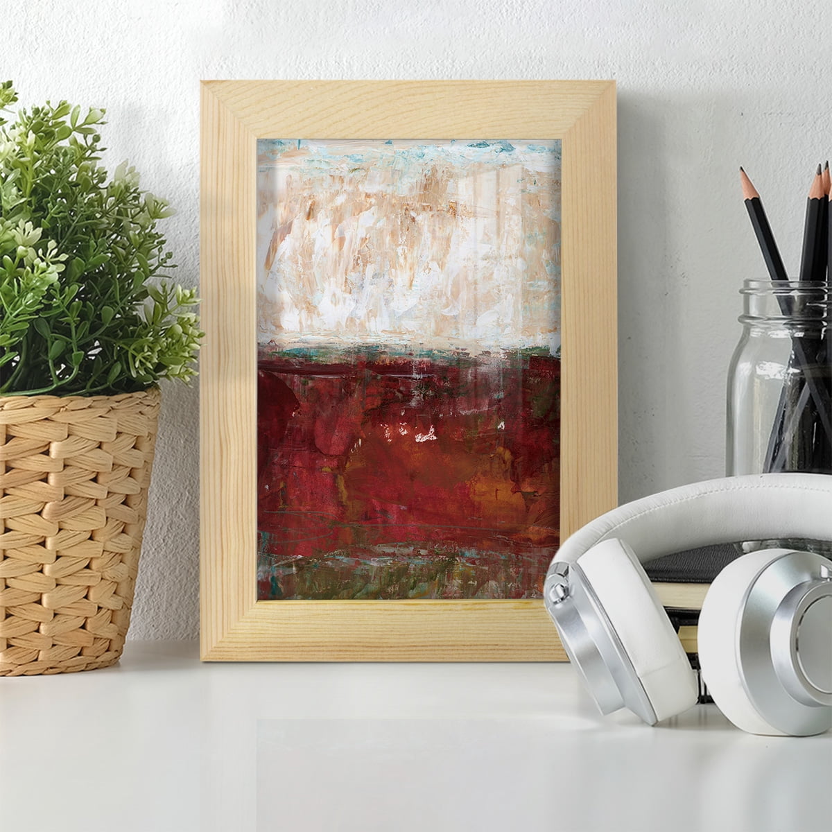 August Horizon II -Framed Print w/glass-Natural Wood