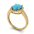 thumbnail image 2 of 2.27 ct Oval Cut Simulated Turquoise Solitaire with Simulated Diamond Accents 18K Yellow Gold Womens Engagement Ring, 2 of 5