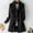 002 Black, variant on Women's Lapel Button Down Trench Coat Casual Long Sleeve Pockets Jackets Coat Classic Belted Overcoat