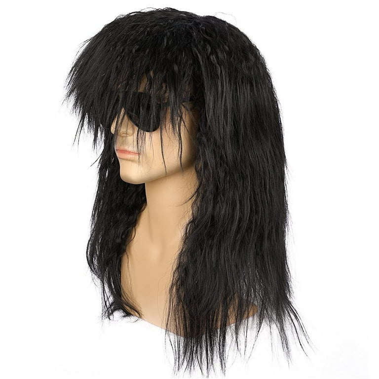 Onedor Men s 80s Punk Rock Wavy Hair Wig with Sunglass