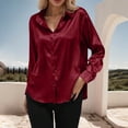 thumbnail image 2 of Enjoytime Dress Shirts for Women Solid Color Turndown Collar Button Down Blouses Trendy Business Work Casual Long Sleeve Tops Wine S, 2 of 5
