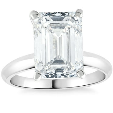 Pompeii 4Ct Emerald Cut Certified Diamond Engagement Ring 14k White Gold Lab Grown (G,SI1)