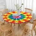 thumbnail image 3 of Colorful Rainbow Tie Dye Spiral Pattern Round Fitted Tablecloth with Elastic Edge,Dining Table Cover Waterproof,Outdoor Round Tablecloth for Camping,Dining,Indoor and Outdoor, 3 of 7