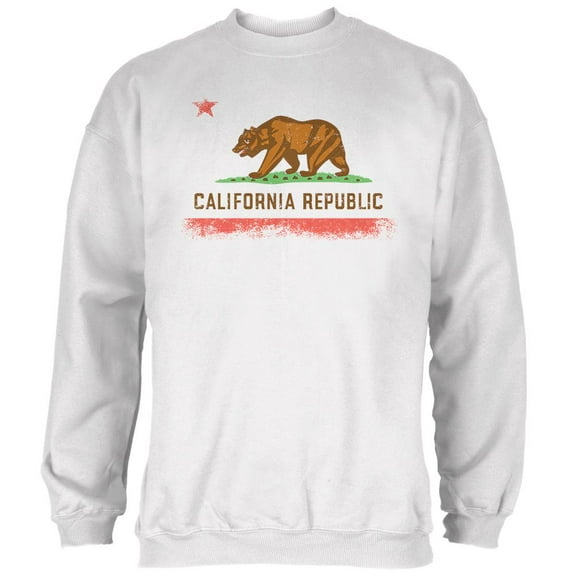 Born and Raised California State Flag Mens Sweatshirt White MD