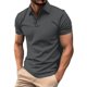 thumbnail image 1 of Summer Men's Button Up Round Neck Short Sleeved Shirt Solid Casual Top 3XL, 1 of 4