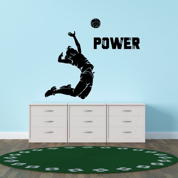 Sports Wall Decals for Boys Bedroom - Volleyball Player High Jump Player DIY & Creativity Boy Girl Bedroom Wall Sticker - Size: 10 In x 9 In