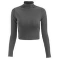 thumbnail image 4 of Back To School Supplies Clearance Juebong Winter Women's Turtleneck Long Sleeve Cropped Top Sweater Knit Girls Fashion Solid Color Slim Fit Top, 4 of 6