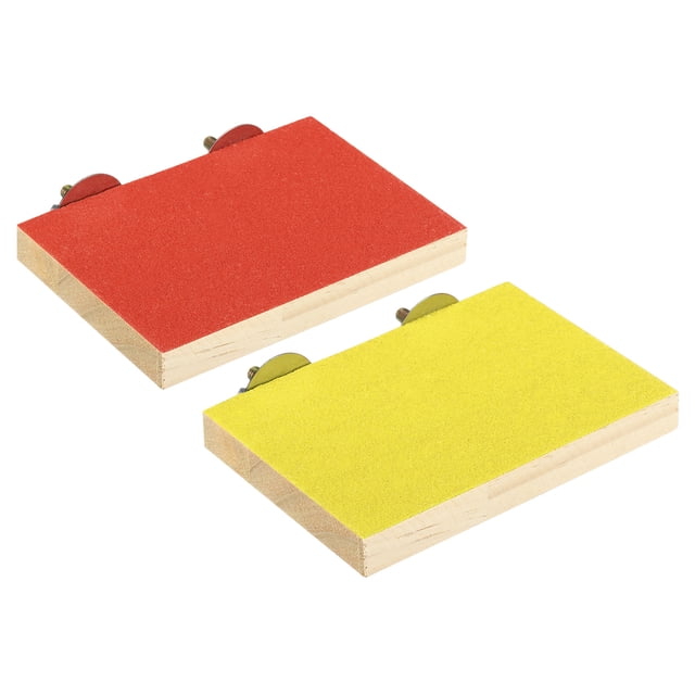 Unique Bargains Bird Perch Stand Platform Parrot Wood Paw Grinding Playground Cockatiel, Red Yellow 1Set