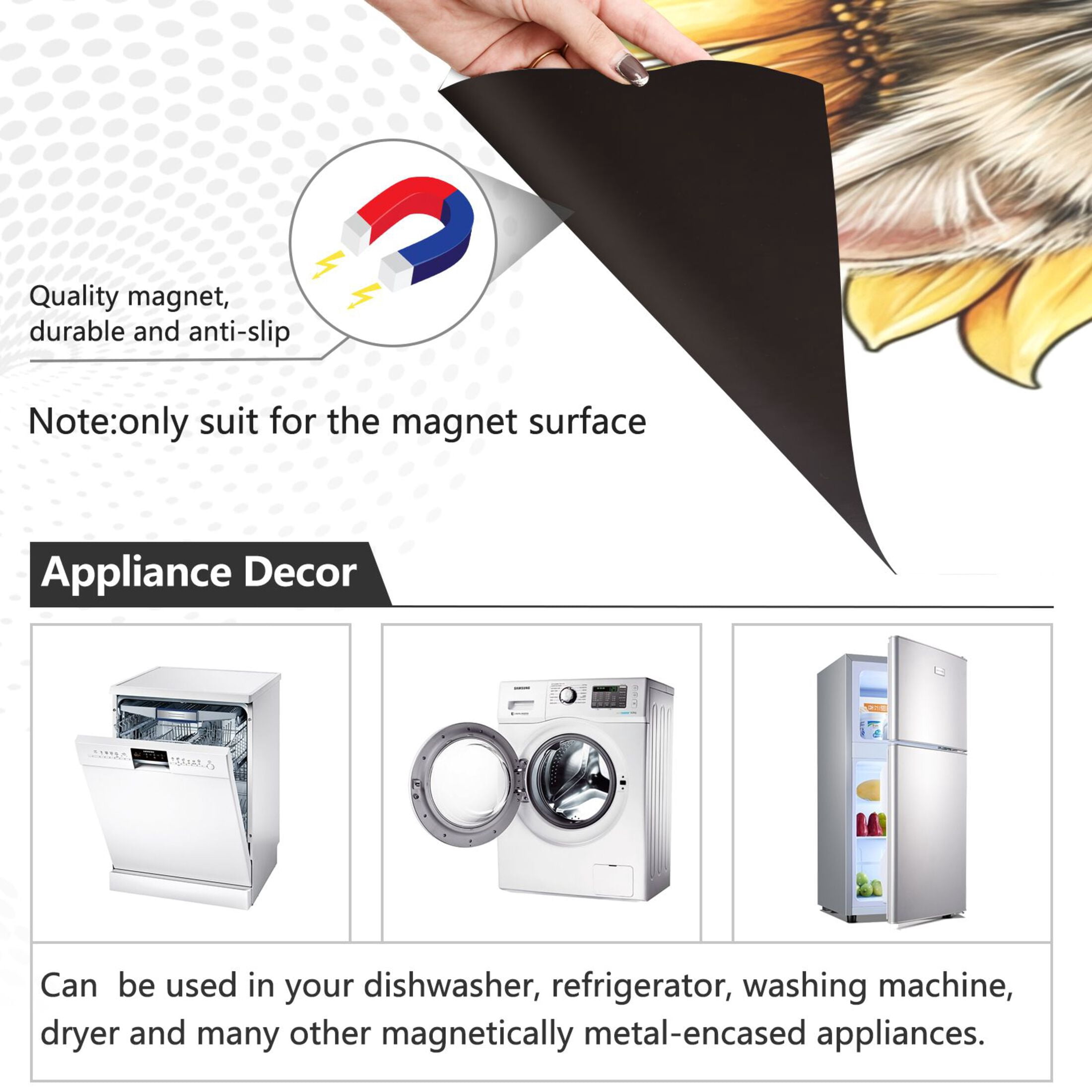 Dishwasher Magnetic Sticker 23x26 Inch Refrigerator Magnetic Sticker Washing Machine Magnetic Sticker Kitchen Panel Magnetic Sticker Home Decor Teacup Black Kitten