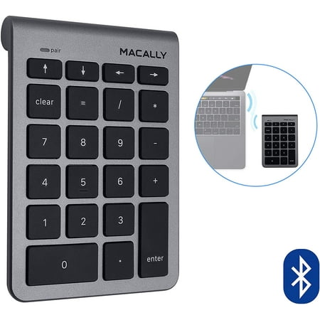 Macally 22 Keys Bluetooth Wireless Numeric Keypad for Mac with Arrow Keys & 10 Key Number Pad Keyboard for Easy Data Entry (Numpad for MacBook Pro Air Laptop iMac Desktop Computer Apple iPad (Best Wireless Keyboard And Mouse For Macbook Pro)