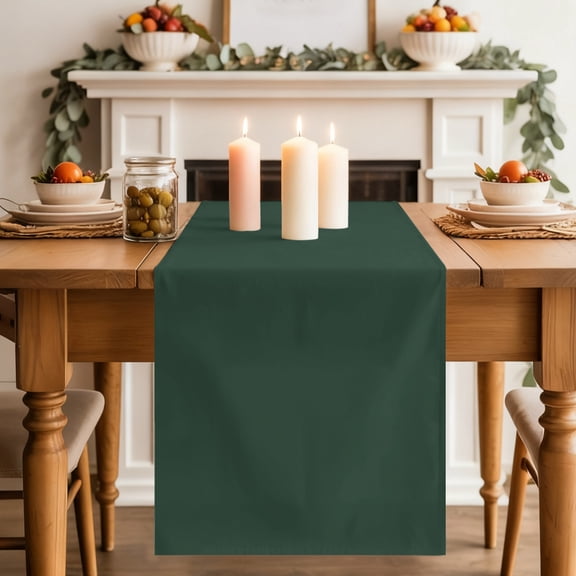 Forest Green Dining Table Runner, Deep Green Solid Color Background Minimalist Washable Table Runners Kitchen Coffee Table Center Decor for Home Party Holiday Wedding 18 x 72 Inches