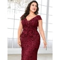 thumbnail image 2 of AURA Plus Size Evening Dress Slim Fit Fishtail Long Formal Banquet Gown Spandex Embroidery 0XL 4XL, 2 of 7