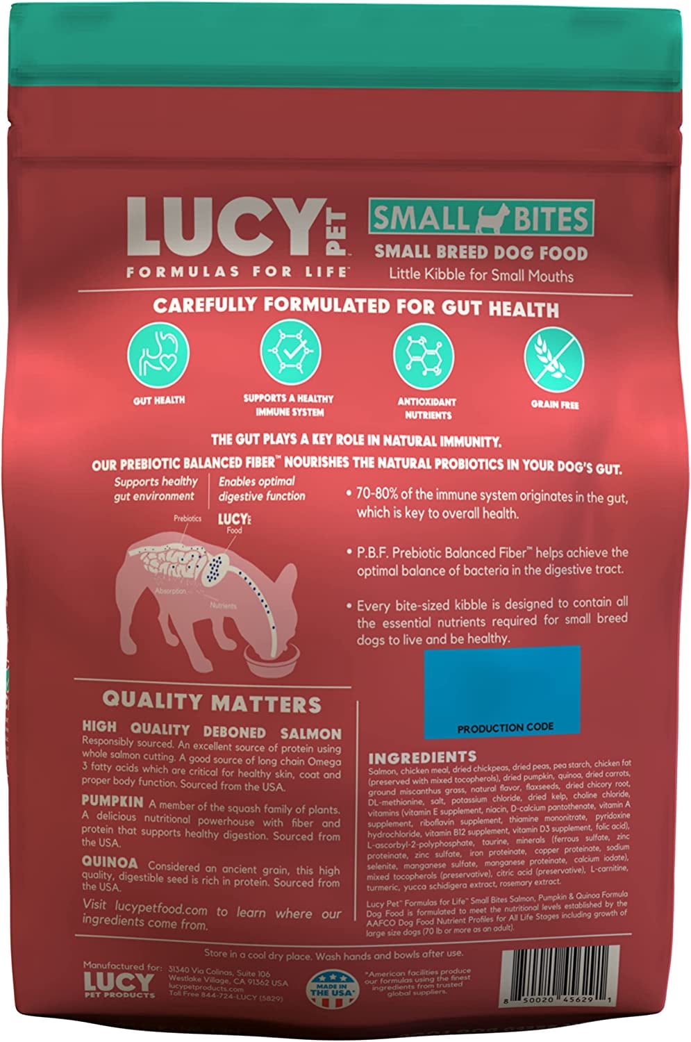 Lucy Pet Products Grain-Free Small Bites Small Breed Dry Dog Food, Salmon, Pumpkin & Quinoa, 1 Each/4.5 lb
