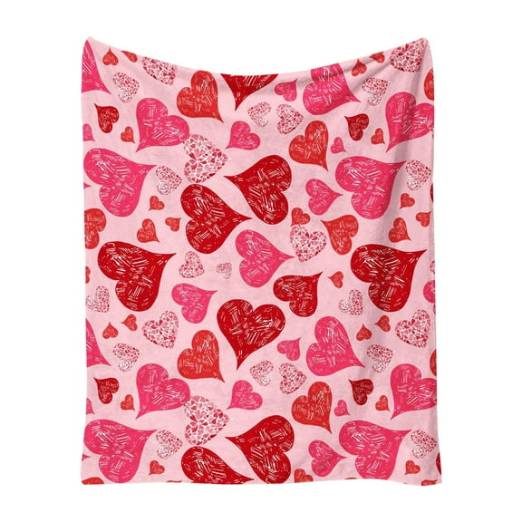 on Clearance Valentines Day Throw Blanket - Soft and Warm Sherpa Heart Blanket Valentines Day Decor Gifts for Her Valentine's Day Love Home Blanket Office Sofa Conditioning Cover Blanket Fmlxio