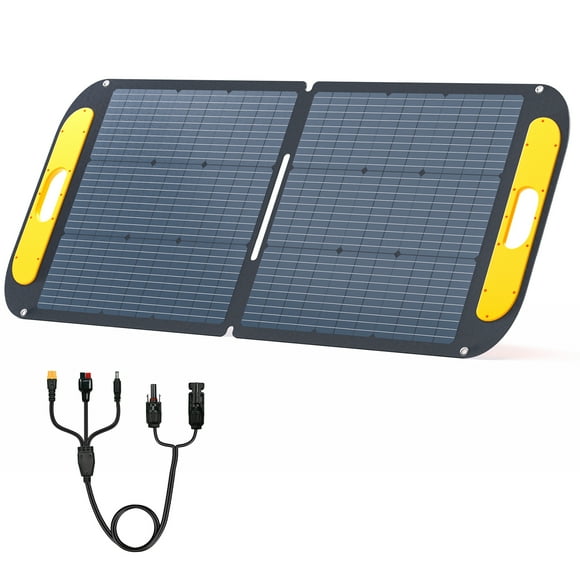 Vtoman VS110 Panneau Solaire 110W, Panneau Solaire Pliable 19V avec Haute Efficacité de 23 %, Étanche IP67 et Adaptateurs MC4 Anderson XT60 DC5521 et Béquilles Ajustables pour la Maison et le Camping
