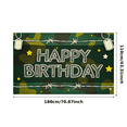 thumbnail image 4 of Military Themed Happy Birthday Banner with Camouflage Pattern Barbed Wire Dog Tags and Star Elements Party Decoration Photography Prop Backdrop for Birthday Party Celebration Event Decor, 4 of 7