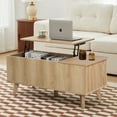 thumbnail image 4 of Wirrytor Modern Lift Top Coffee Table with Hidden Storage, Square Center Table with Adjustable Shelf for Living Room, Farmhouse Coffee Table with Large Compartment, 4 of 10