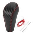thumbnail image 1 of Unique Bargains 1 Pc Cubierta de pomo de cambio para Chevrolet Cruze 2011-2015 Antideslizante de cuero sintético fibra de carbono negra mango de cambio rojo, 1 of 1