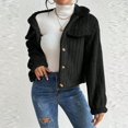 thumbnail image 2 of Women's Short Wool Button-Down Lapel Warm Puffy Coat with Pockets, 2 of 8