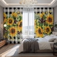 thumbnail image 2 of Sunflower Blackout Curtains for Bedroom/Living Room, Pinch Pleated Black Out Curtains, Rustic Brown Country Star Black Checkered Room Darkening Window Drapes with Hooks 2 Panels, 39"x70", 2 of 8
