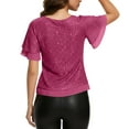 thumbnail image 4 of purcolt Womens Sequin Crop Tops Crew Neck Ruffled Short Sleeve Shirts Party Club Concert Outfits, 4 of 8