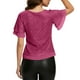 thumbnail image 5 of Craaazy Women's Sparkle Short Sleeve Top with Scallop Hem and Round Neck Gifts, 5 of 9