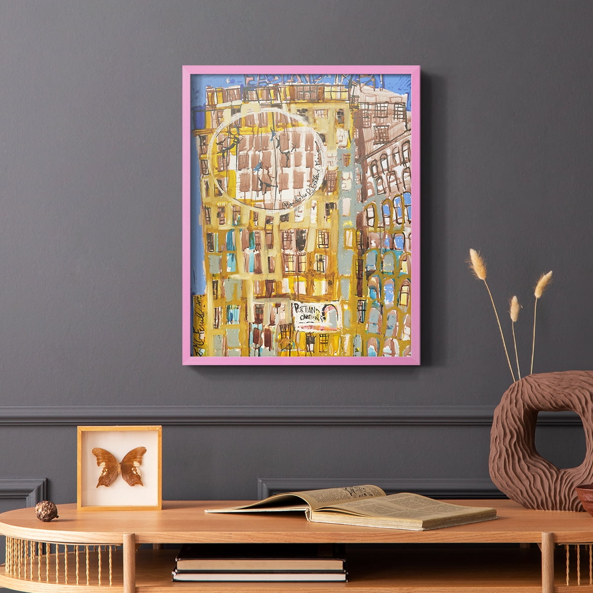 Bandaloo II Framed Print in Pink Solid Wood Framed Print No Nail Hanging
