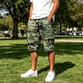 thumbnail image 6 of Zimjoy Bermuda Cargo Shorts for Men Long Camo Below Knee Elastic Waist Drawstring Relaxed Fit Hiking Shorts Camouflage L, Green M, 6 of 7