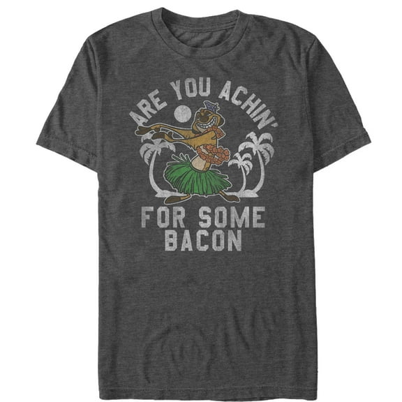Men's Lion King Timon Achin' for Bacon  Graphic Tee Charcoal Heather Small