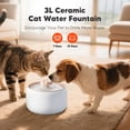 thumbnail image 3 of WOPET Wireless Ceramic Cat Water Fountain, 3L Rechargeable Ultra-Quiet Pet Fountain with Dual Motion Sensor, 5000mAh Battery Operated, Auto Shut-Off Safety Design for Cats & Small Dogs, 3 of 10