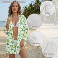 thumbnail image 6 of Xoenoiee Green Shamrock Stripe Print Womens Swimsuit Cover Up Dress St. Patrick's Day Long Sleeve Button V Neck Summer Beach Dress Shirt Curved Hem Vacation Outfits Plus Size, S, 6 of 7