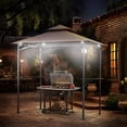 thumbnail image 5 of Four Seasons Courtyard Grill Gazebo With LED Lights and Steel Frame, Brown, 5 of 7