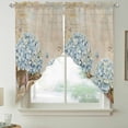 thumbnail image 2 of Blue Hydrangea Swag Valances for Windows, Kitchen Window Curtains Over Sink, Flowers Leaves Butterfly Retro Khaki Window Treatment Curtains for Living Room/Bedroom Curtains 2 Panel Sets 36"x45", 2 of 8