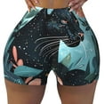 thumbnail image 2 of Fotbe Black Panther Floral Illustration Shorts Sin Costuras – Shorts Deportivos de Cintura Alta para Mujer, Elásticos para Gimnasio, Yoga, Running o Ciclismo-X-Large, 2 of 8