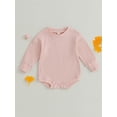 thumbnail image 2 of Bagilaanoe Newborn Baby Boy Girl Rompers Solid Color Long Sleeve Bodysuits 6M 12M 18M 24M Infant Casual One Piece Jumpsuits, 2 of 8