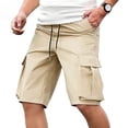 thumbnail image 5 of FRSASU Men's Cargo Shorts Drawstring Stretch Elastic Waist Casual Work Short with Multi Pockets Khaki, 5 of 5