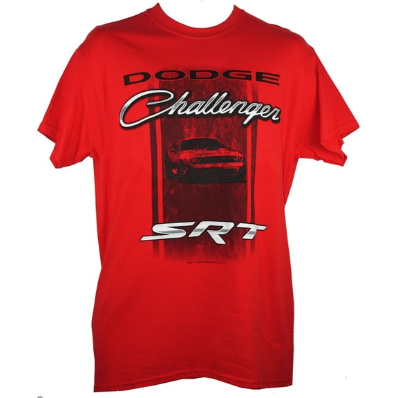 Dodge Challenger SRT Logo Red Auto Car Graphic Cotton T-Shirt Official Licensed (L)