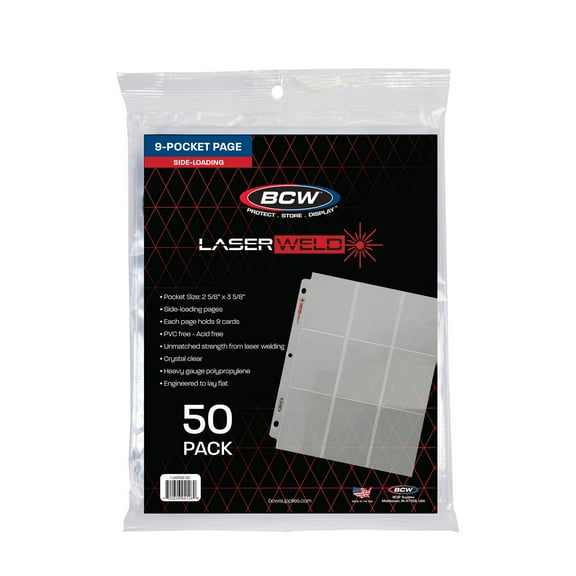 1 pack of 50 BCW LaserWeld Standard Card Sized 9-pocket Binder Pages