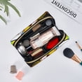 thumbnail image 4 of Lsque Geometry Dash Pattern Genuine Leather Makeup Bag Cosmetic Pouch Travel Organizer Toiletry Clutch Large Capacity Travel Cosmetic Bag, 4 of 6