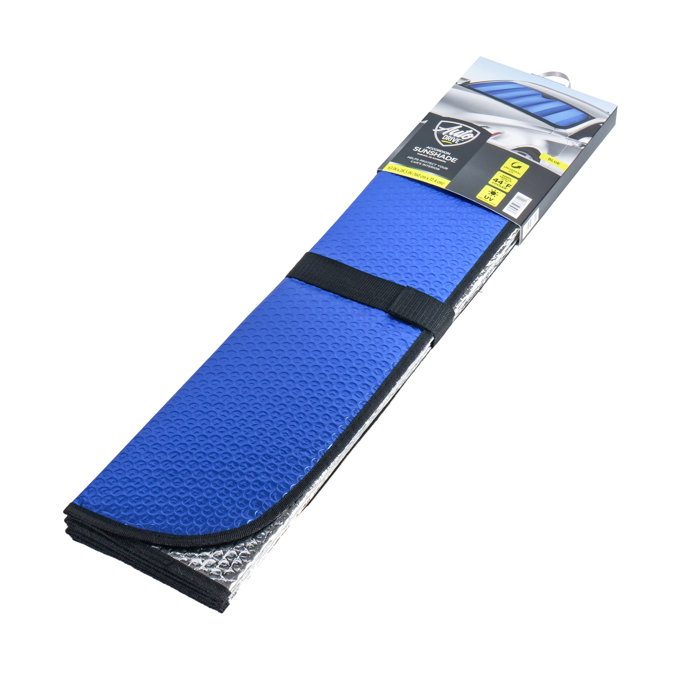 Auto Drive Universal Fit Accordion Sunshade, Blue, 63 in x 28.5 in, 1 Pack
