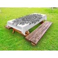 thumbnail image 1 of Henna Outdoor Tablecloth, Sunflower Pattern in Doodle Style with Geometrical Elements Circles and Lines Print, Decorative Washable Fabric Picnic Table Cloth, 58 X 84 Inches,Black White, by Ambesonne, 1 of 2