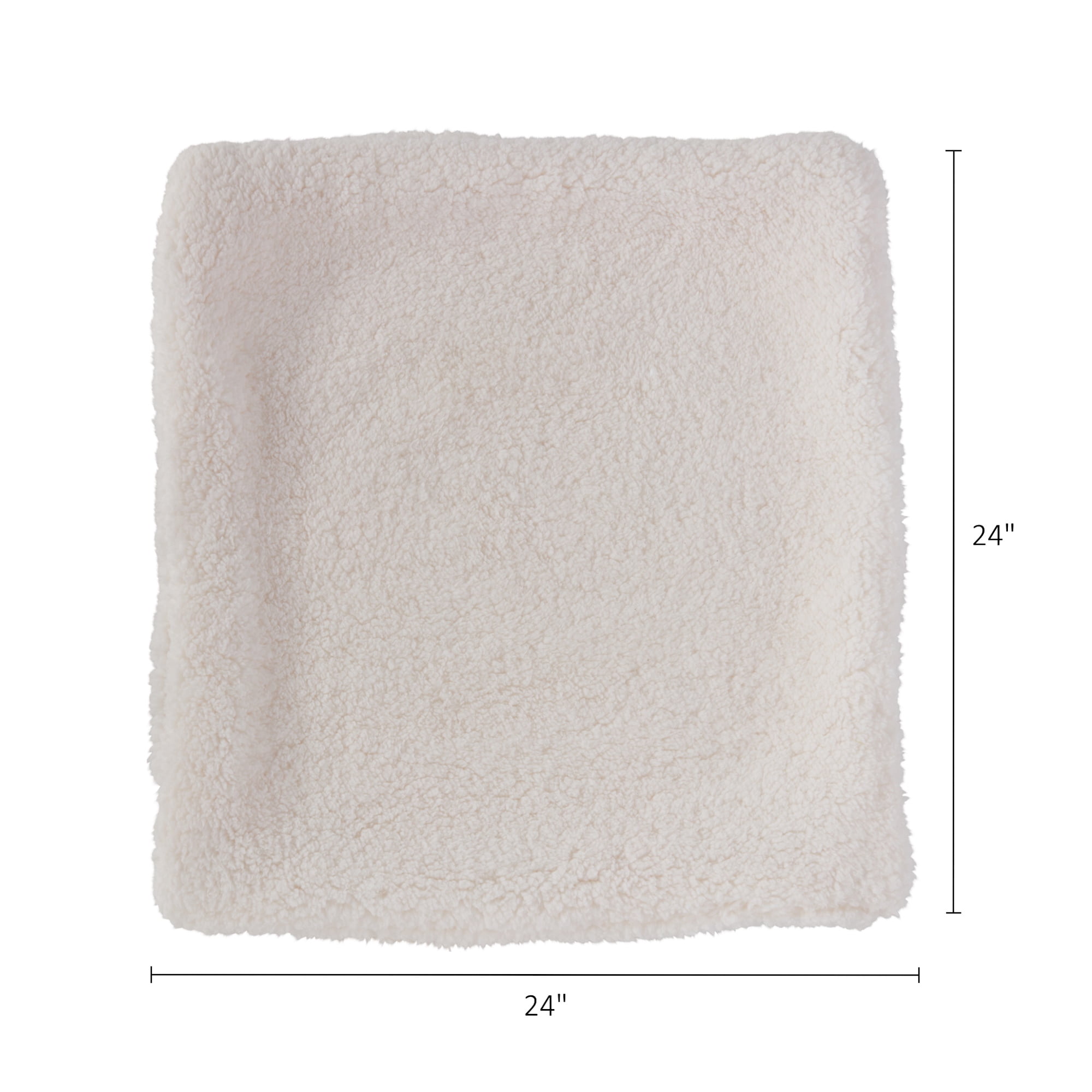 24" x 24" Sherpa Throw Pillow Cover in Snow