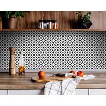 7" X 7" Black and White Pinna Peel and Stick Removable Tiles